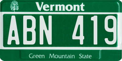 VT license plate ABN419