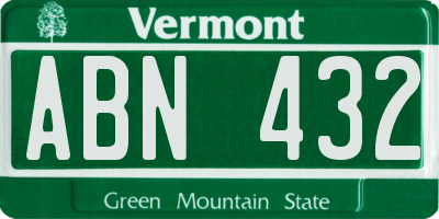 VT license plate ABN432