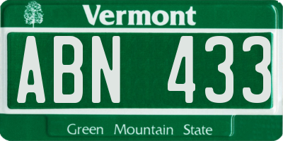 VT license plate ABN433