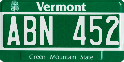 VT license plate ABN452