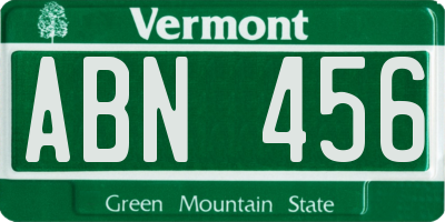 VT license plate ABN456