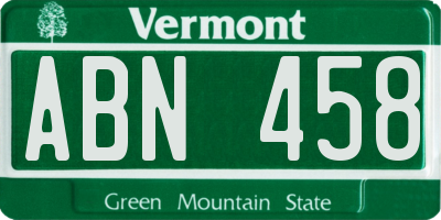 VT license plate ABN458