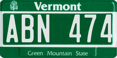 VT license plate ABN474