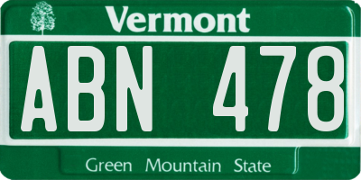 VT license plate ABN478