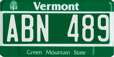 VT license plate ABN489