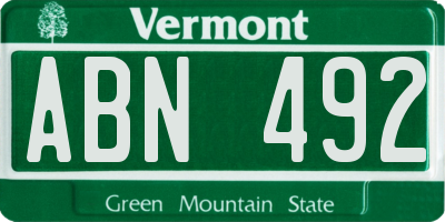 VT license plate ABN492