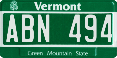 VT license plate ABN494