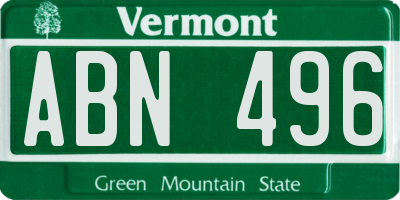 VT license plate ABN496