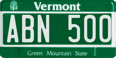 VT license plate ABN500