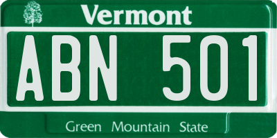 VT license plate ABN501