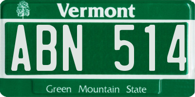 VT license plate ABN514