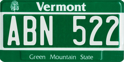 VT license plate ABN522