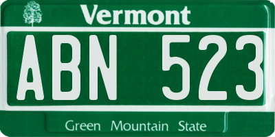 VT license plate ABN523