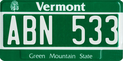 VT license plate ABN533