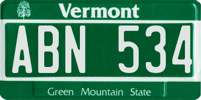 VT license plate ABN534