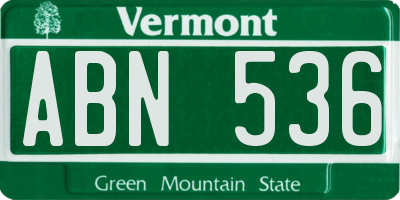 VT license plate ABN536