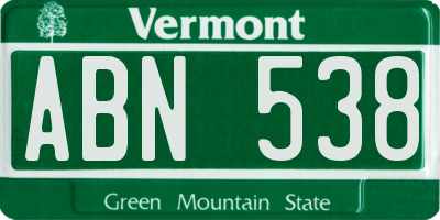 VT license plate ABN538