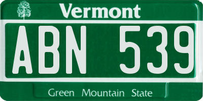 VT license plate ABN539