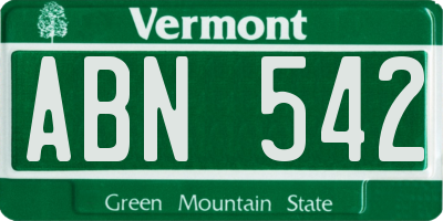 VT license plate ABN542