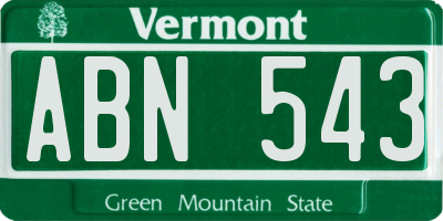 VT license plate ABN543