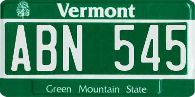 VT license plate ABN545