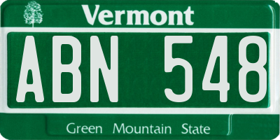 VT license plate ABN548