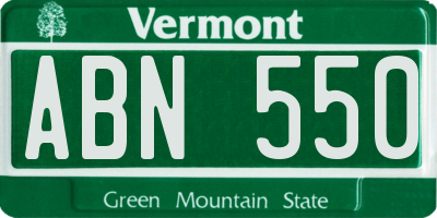 VT license plate ABN550