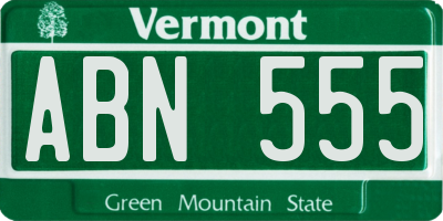 VT license plate ABN555