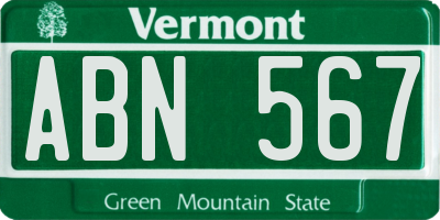 VT license plate ABN567