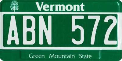 VT license plate ABN572