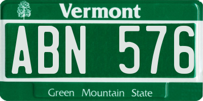 VT license plate ABN576