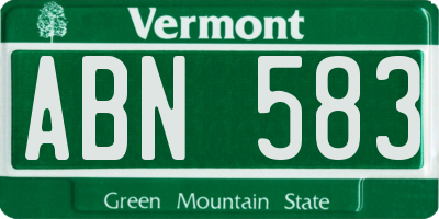 VT license plate ABN583