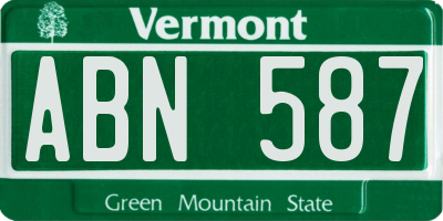 VT license plate ABN587