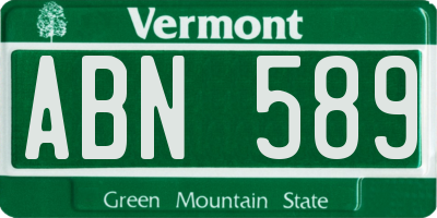 VT license plate ABN589