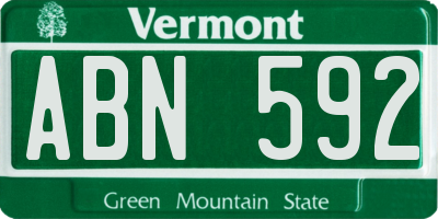 VT license plate ABN592