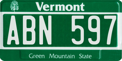 VT license plate ABN597