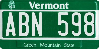 VT license plate ABN598