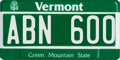 VT license plate ABN600