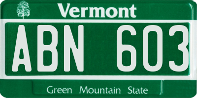 VT license plate ABN603