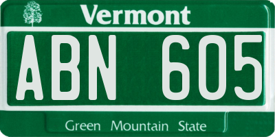VT license plate ABN605