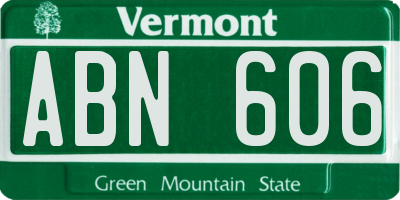 VT license plate ABN606