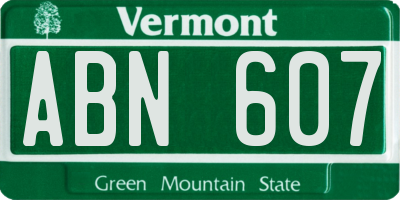 VT license plate ABN607