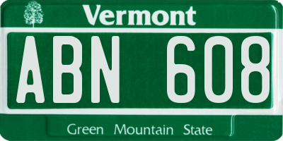 VT license plate ABN608