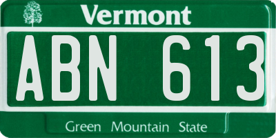 VT license plate ABN613