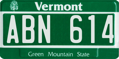 VT license plate ABN614