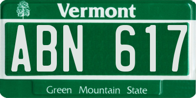 VT license plate ABN617