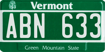 VT license plate ABN633