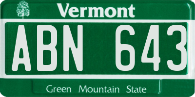 VT license plate ABN643