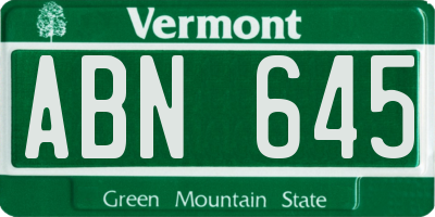 VT license plate ABN645