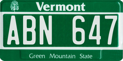 VT license plate ABN647